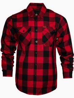Red Plaid Flannel Shirt - Recycled Cotton